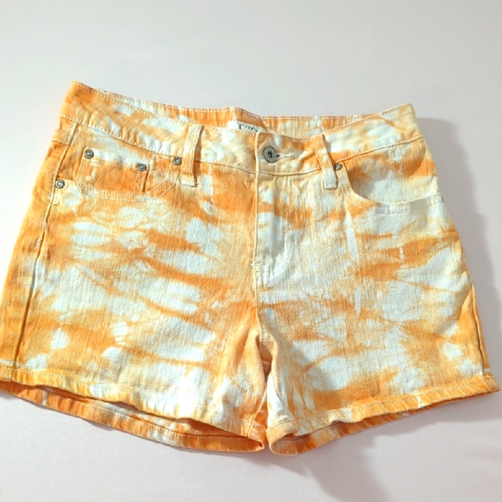 Orange Tie Dye Jean Shorts Summer Hippie Indie Sleeze Festival Concert Beach